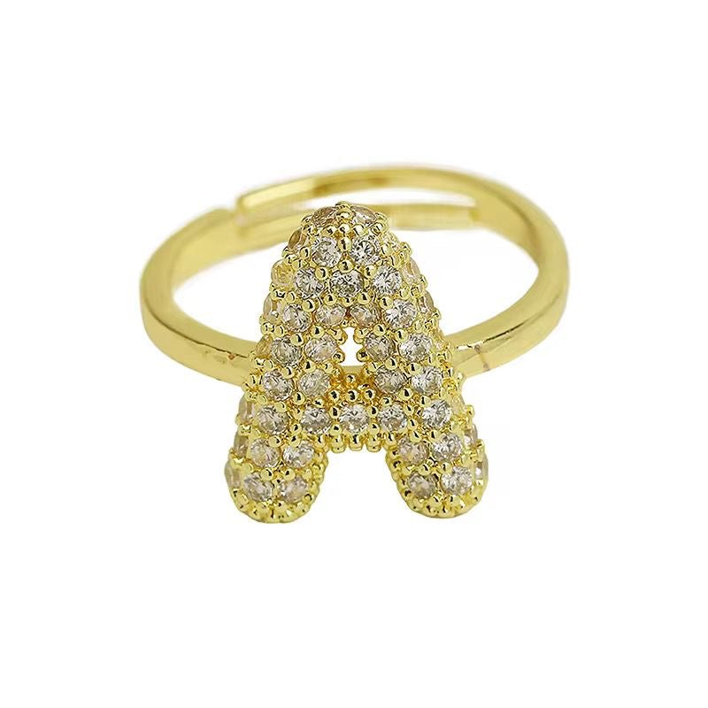 Paved Puffy Initial Rings