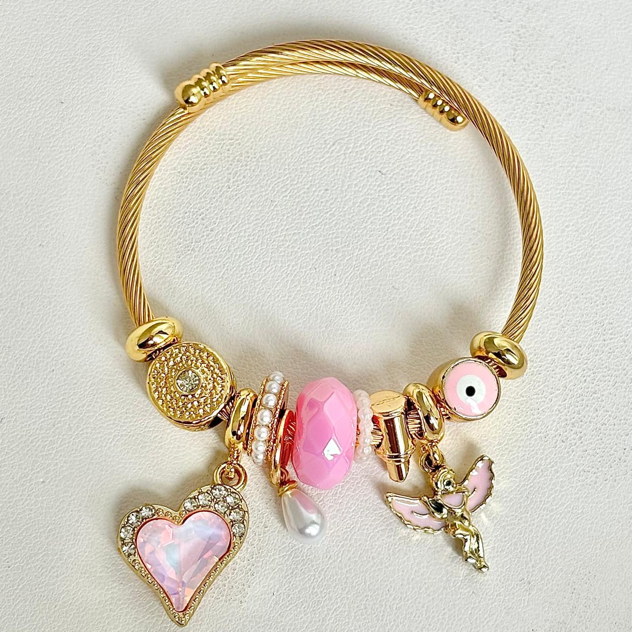 Dream Catcher Pixie Charm Bracelet -Pink