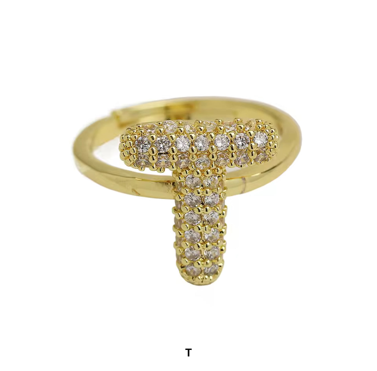 Paved Puffy Initial Rings