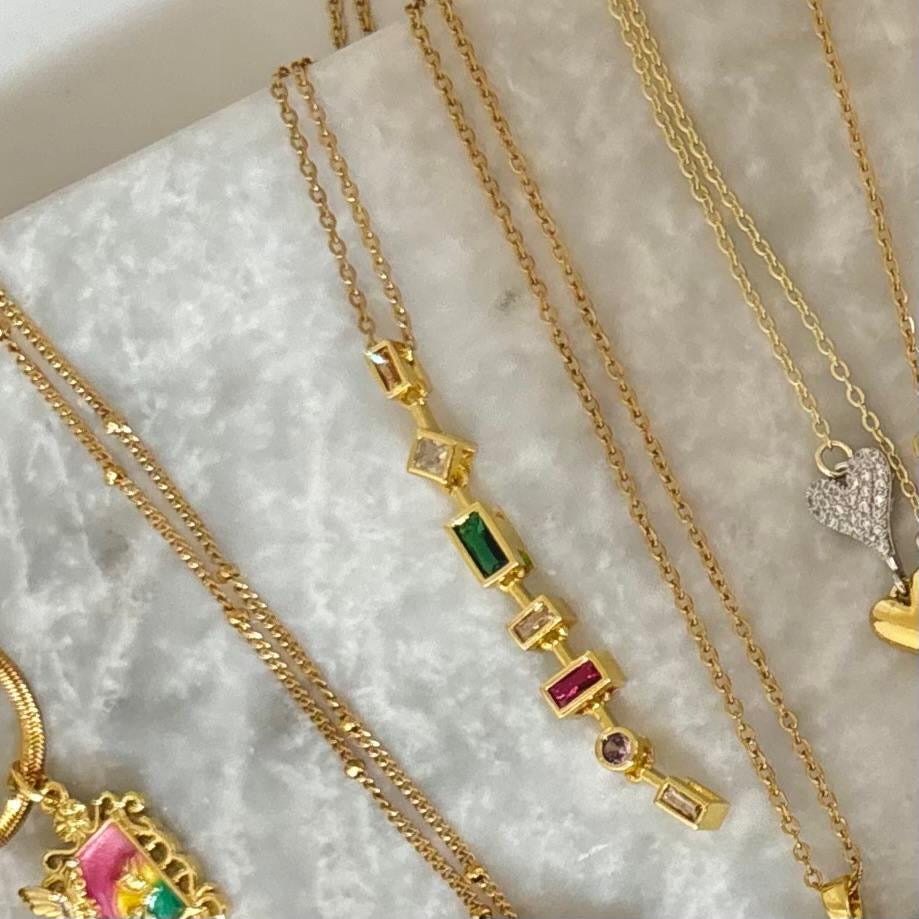 Multi Gem Lariat Necklace