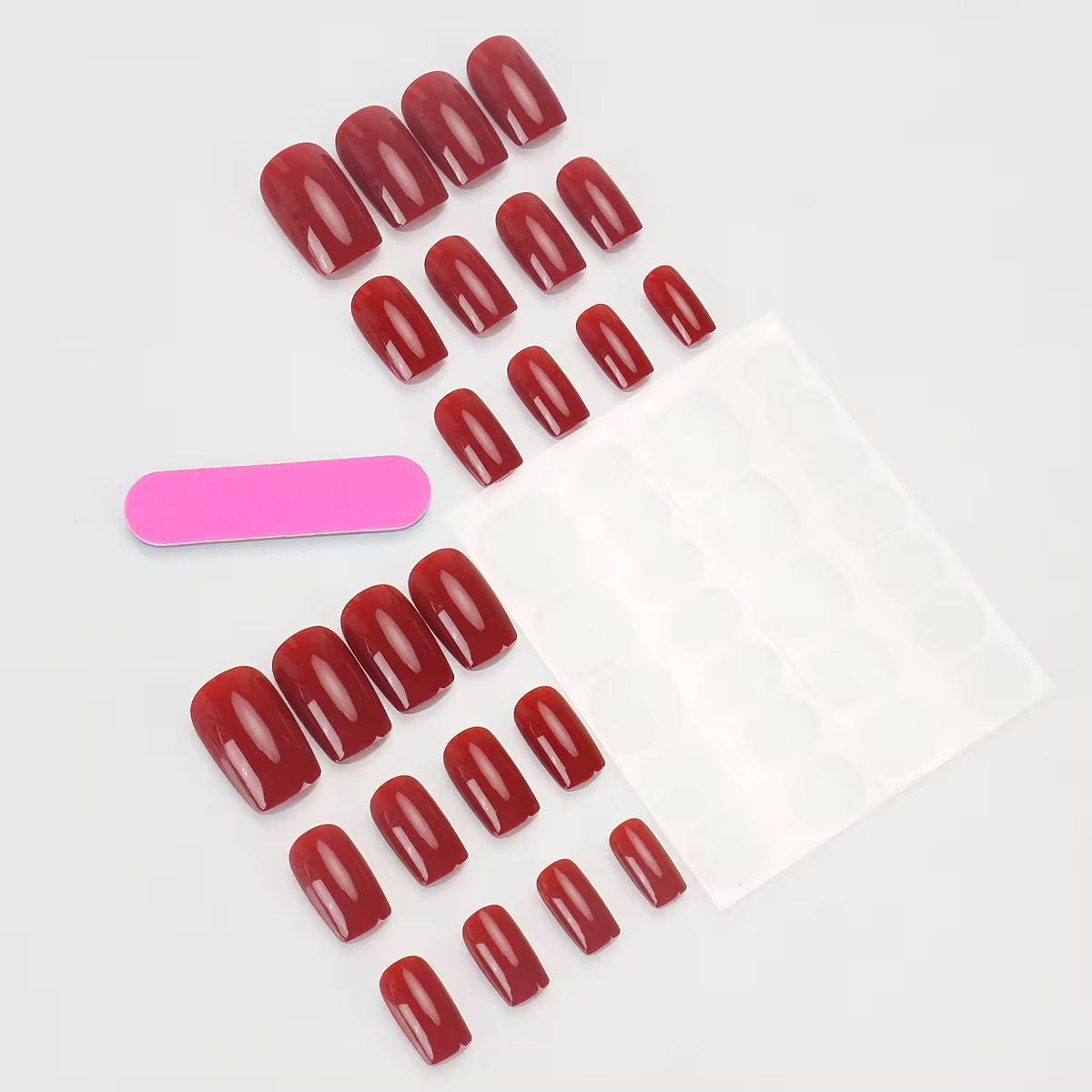 Red Gel Press On Squaroval Nails