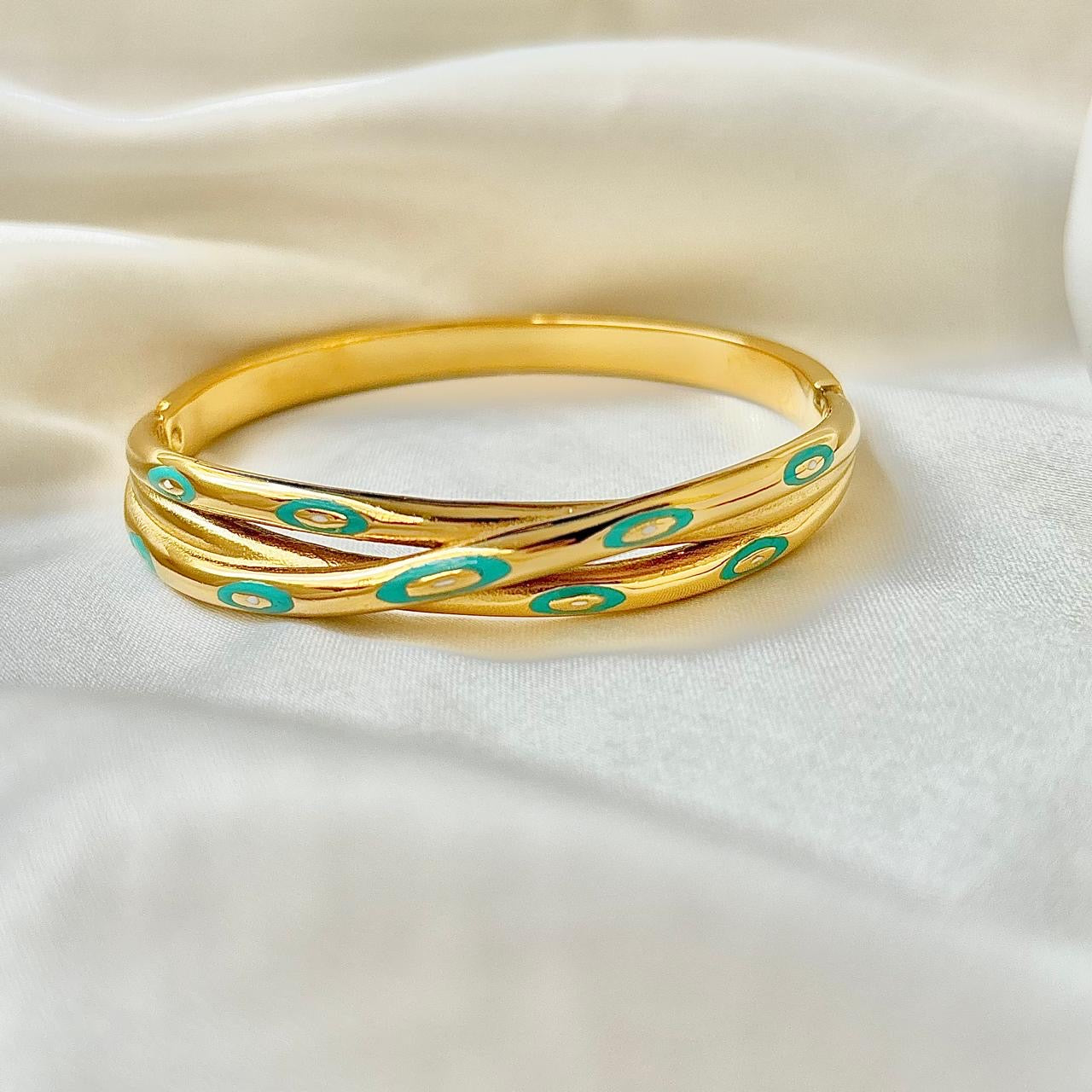 Turquoise Eye Twisted Bracelet -18K