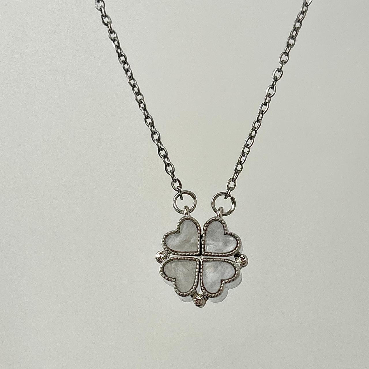 Petite Heart Silver X Black Four Way Necklace - Double Sided X Magnetic