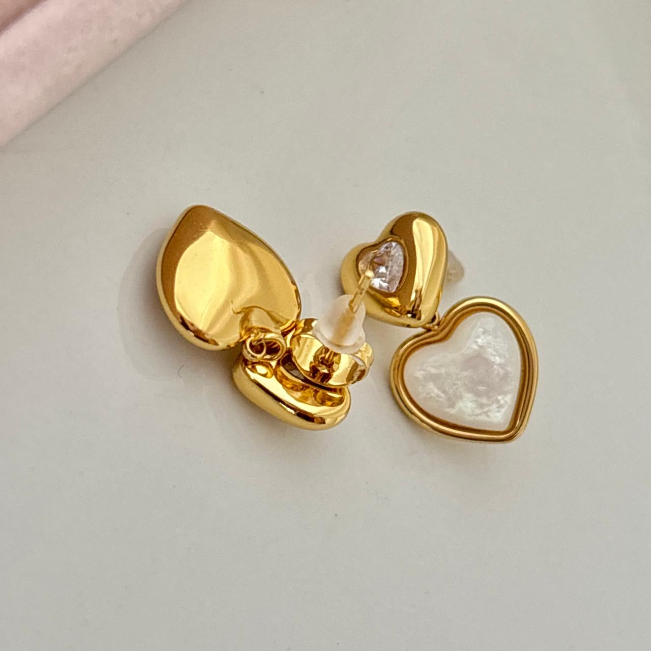 Opals Diamond Heart Studs