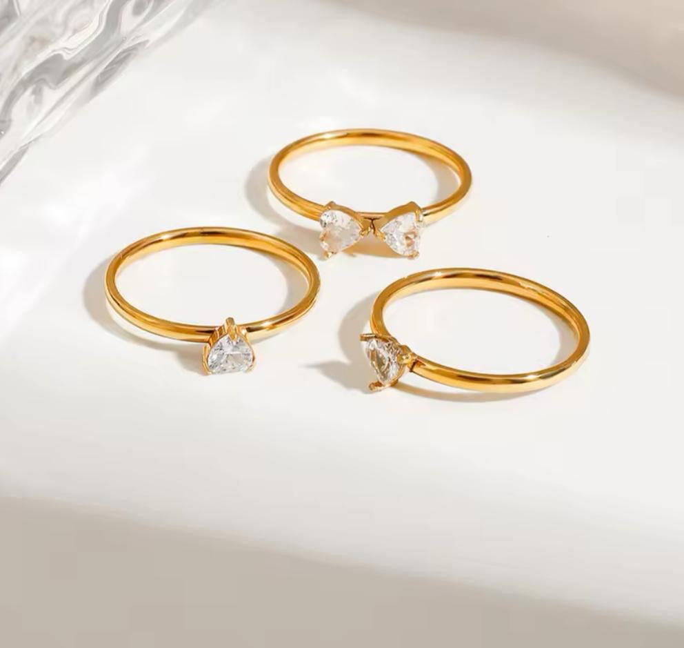Hearty-Bow Diamond Crystal Ringset -18K