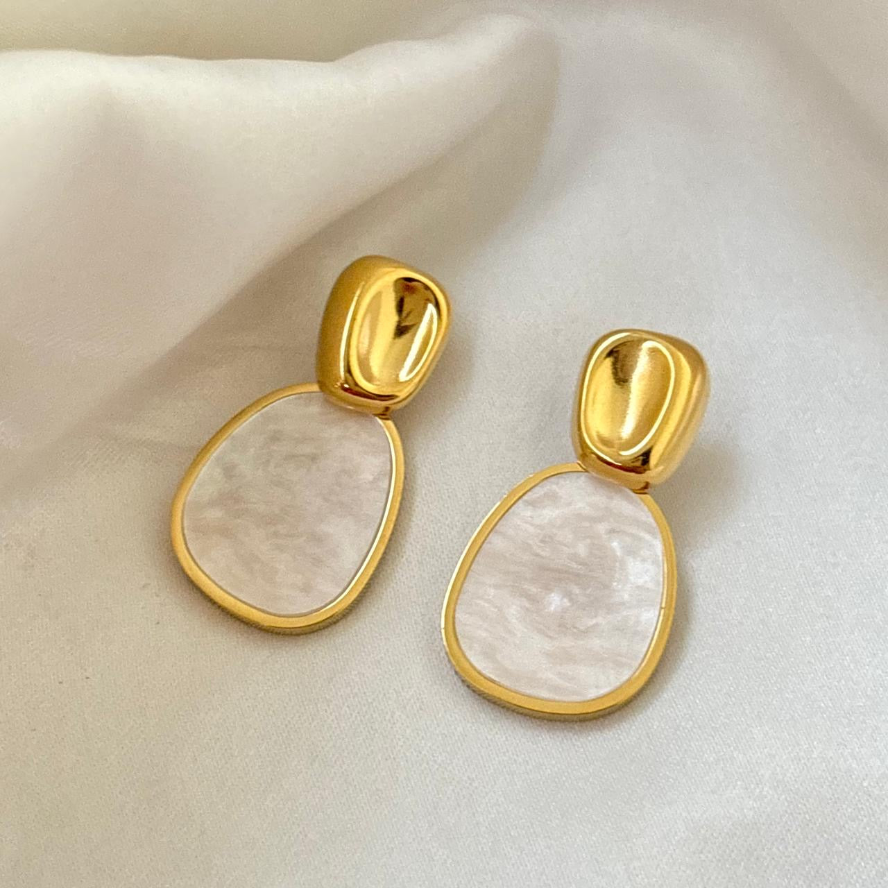 Diana Drops Studs -Shell