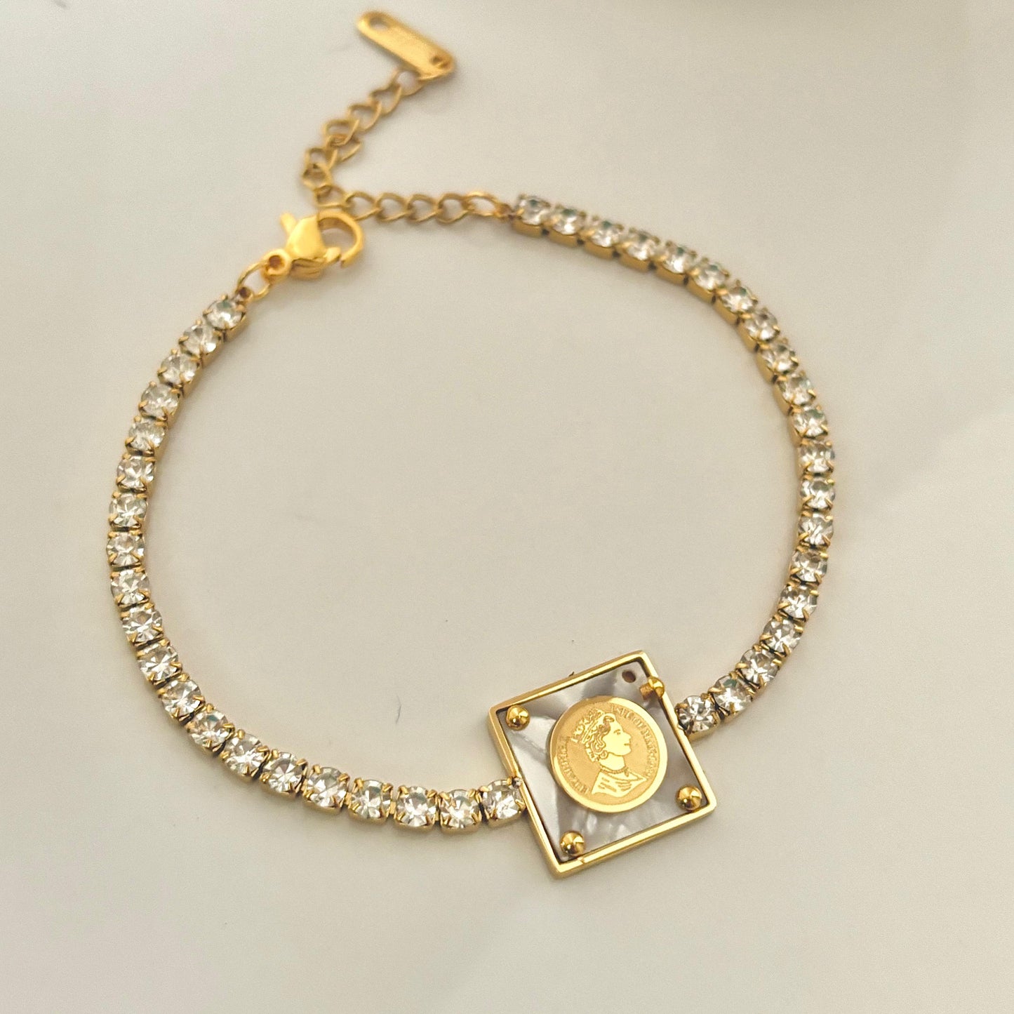 Shell X Coin Tennis Bracelet