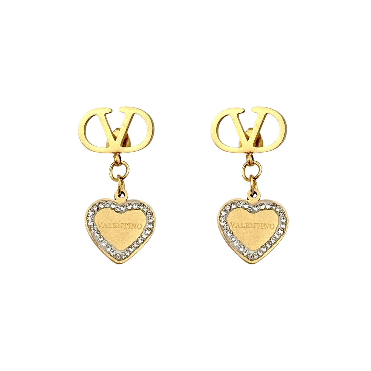 Luxe V-Heart Drops Studs