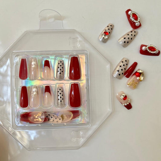 Aesthetic Y2K Rhinestone Nail Set -24 Pieces