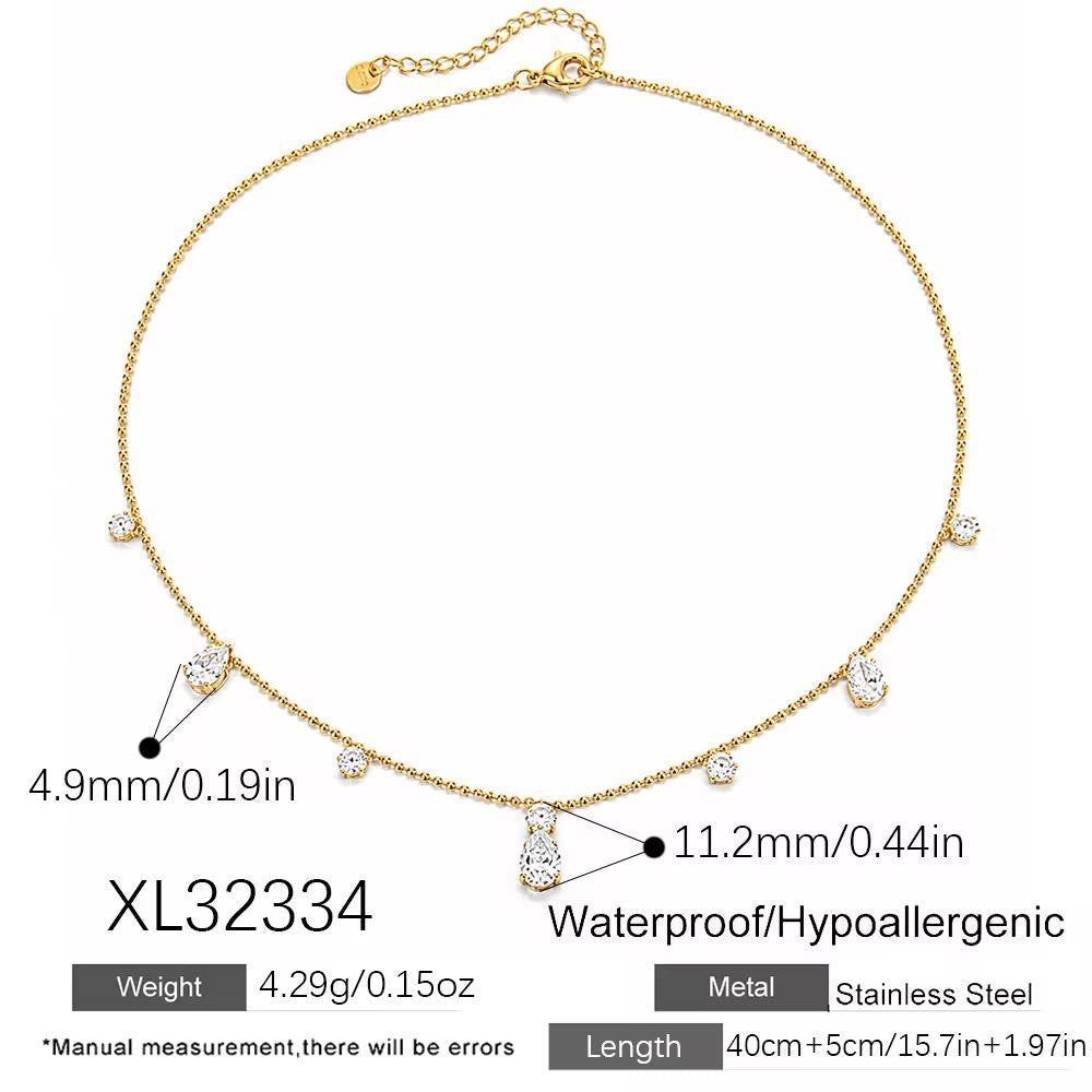 Amelia Crystal Drop Charm Necklace