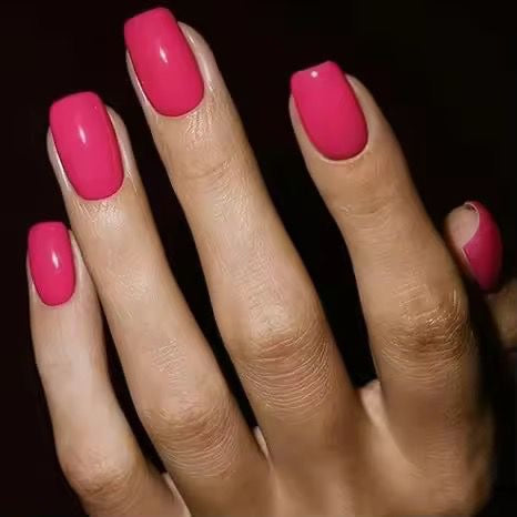 Fuchsia Pink Gel Press On Squaroval Nails
