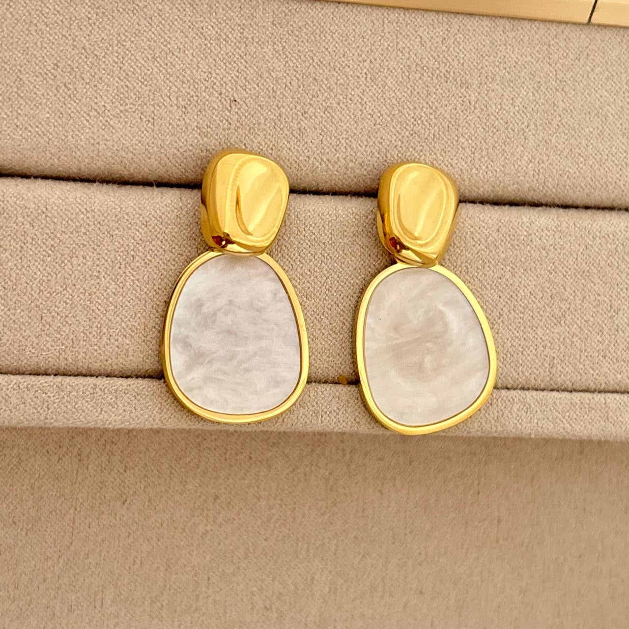 Diana Drops Studs -Shell