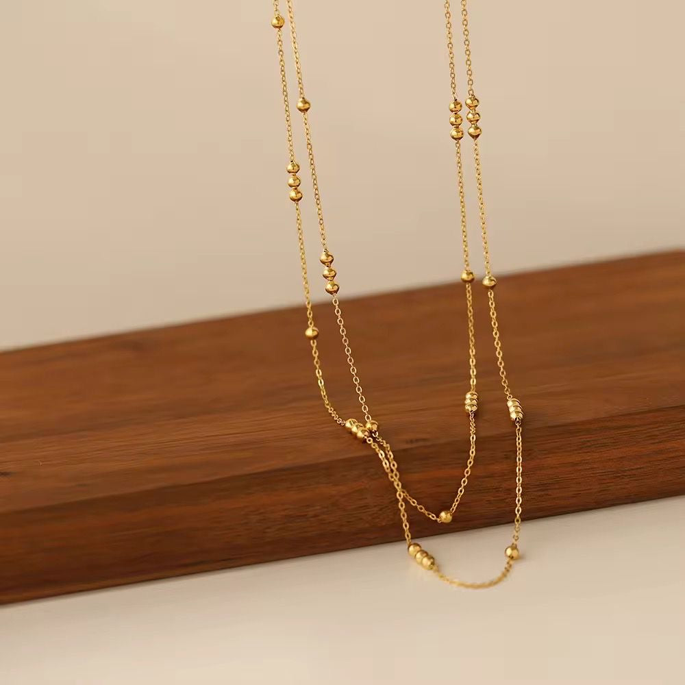 Gold Beaded Layered Necklace