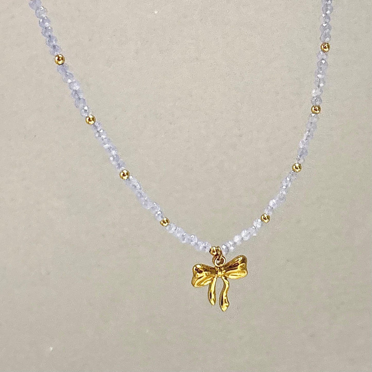 Crystal Beaded Bow Necklace