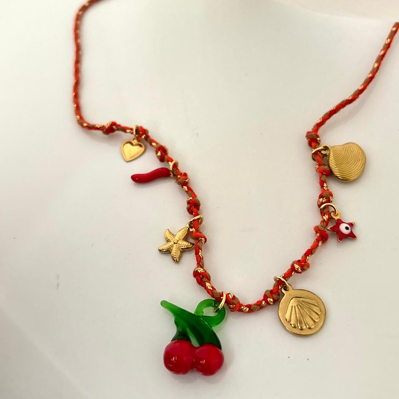 Cherry Cola Charm Cord Necklace