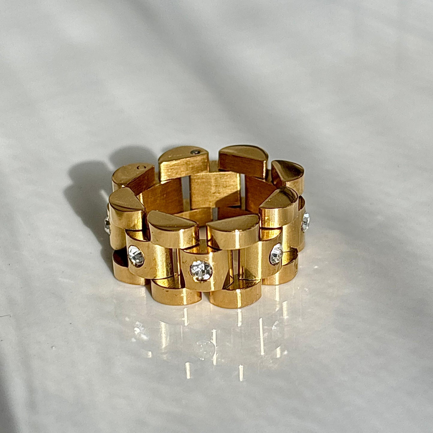 Adele CZ Watch Strap Ring -18K