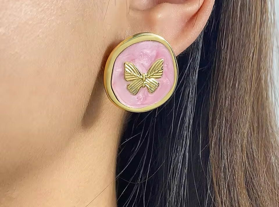 Fairycore Flutter Studs -18K | Pink