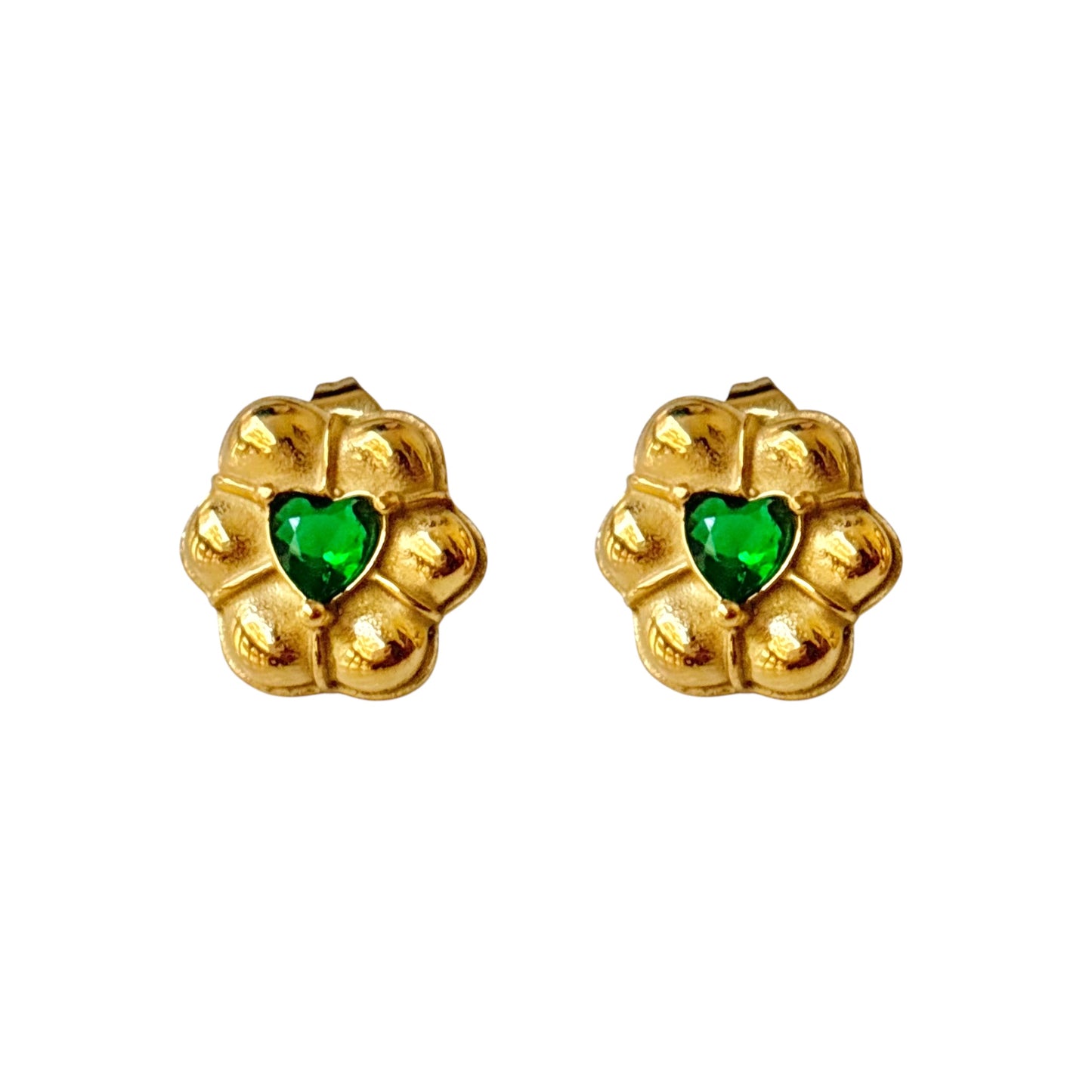 Blossom Emerald Gem Studs -18K