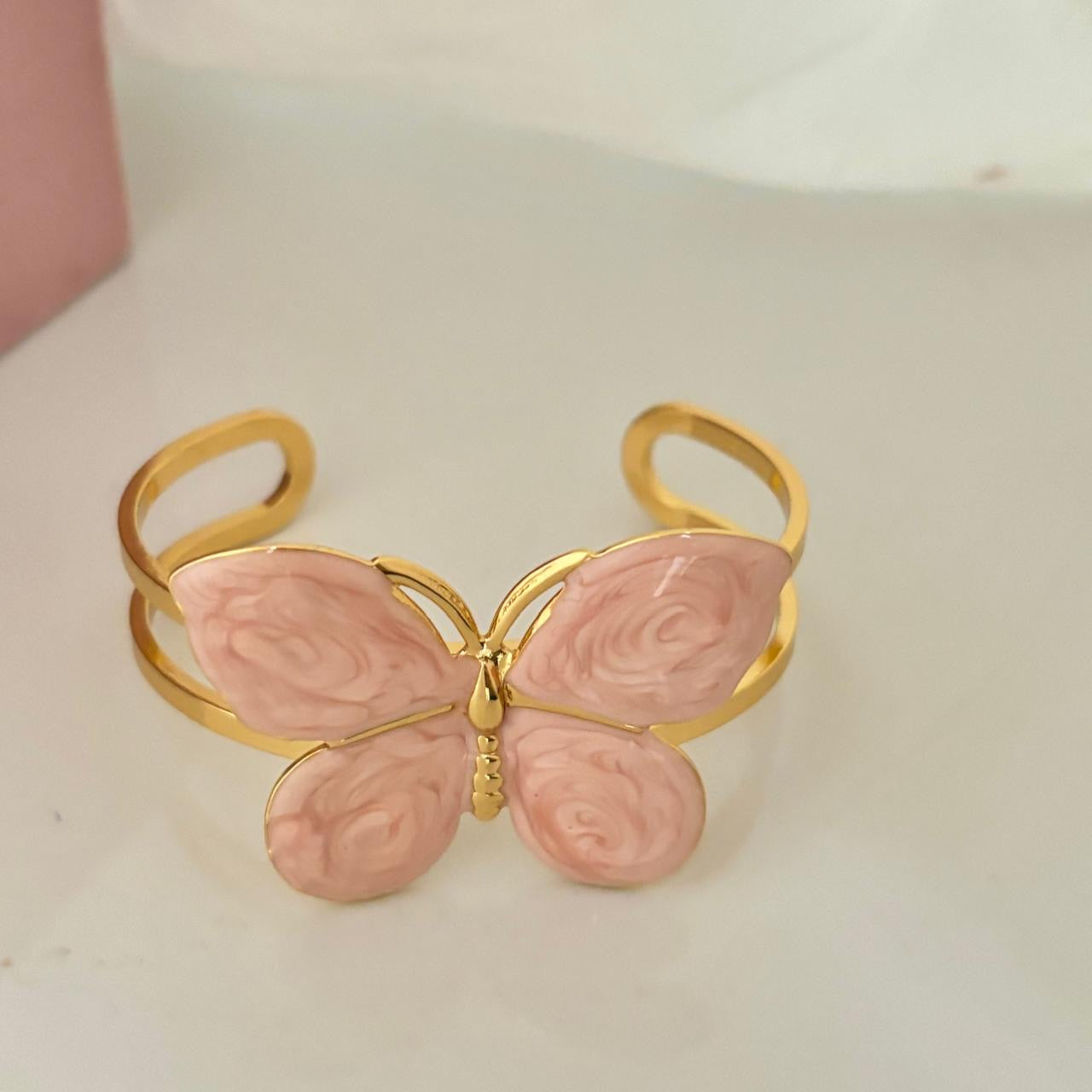 Pastel Butterfly Cuff -Baby Pink