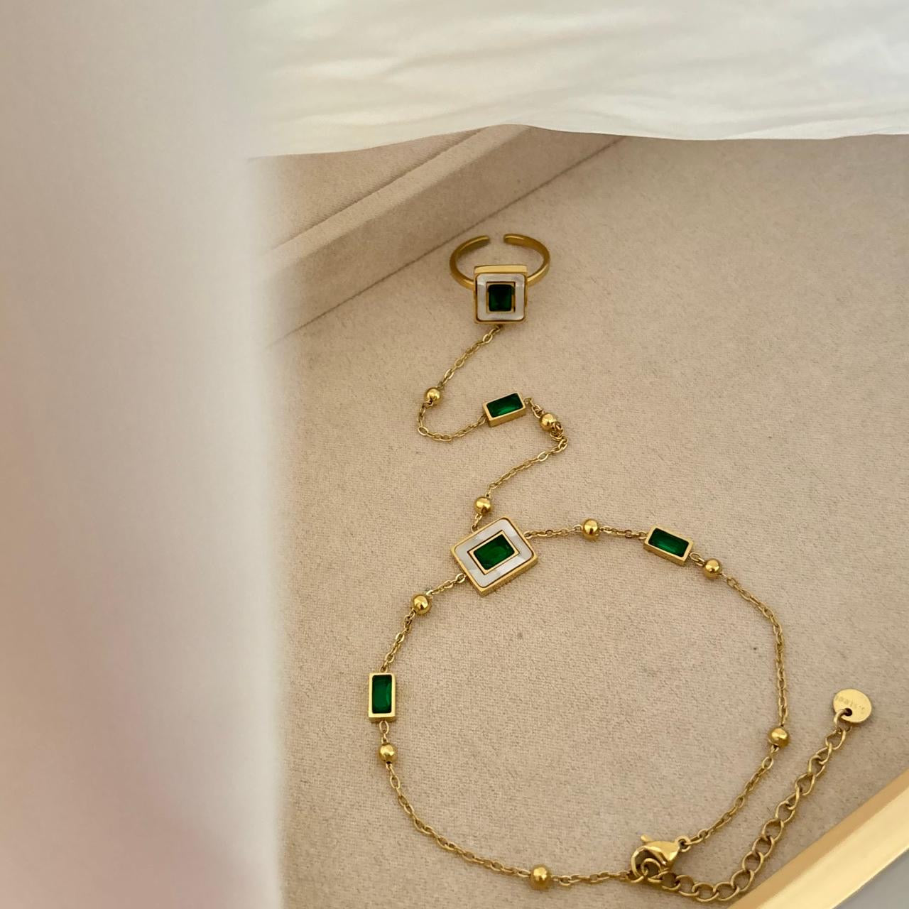 Emerald Goddess Hand Chain
