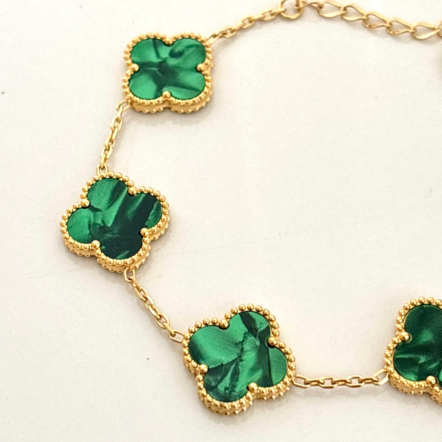 Luxurious Emerald Abstract Clover Bracelet -22K