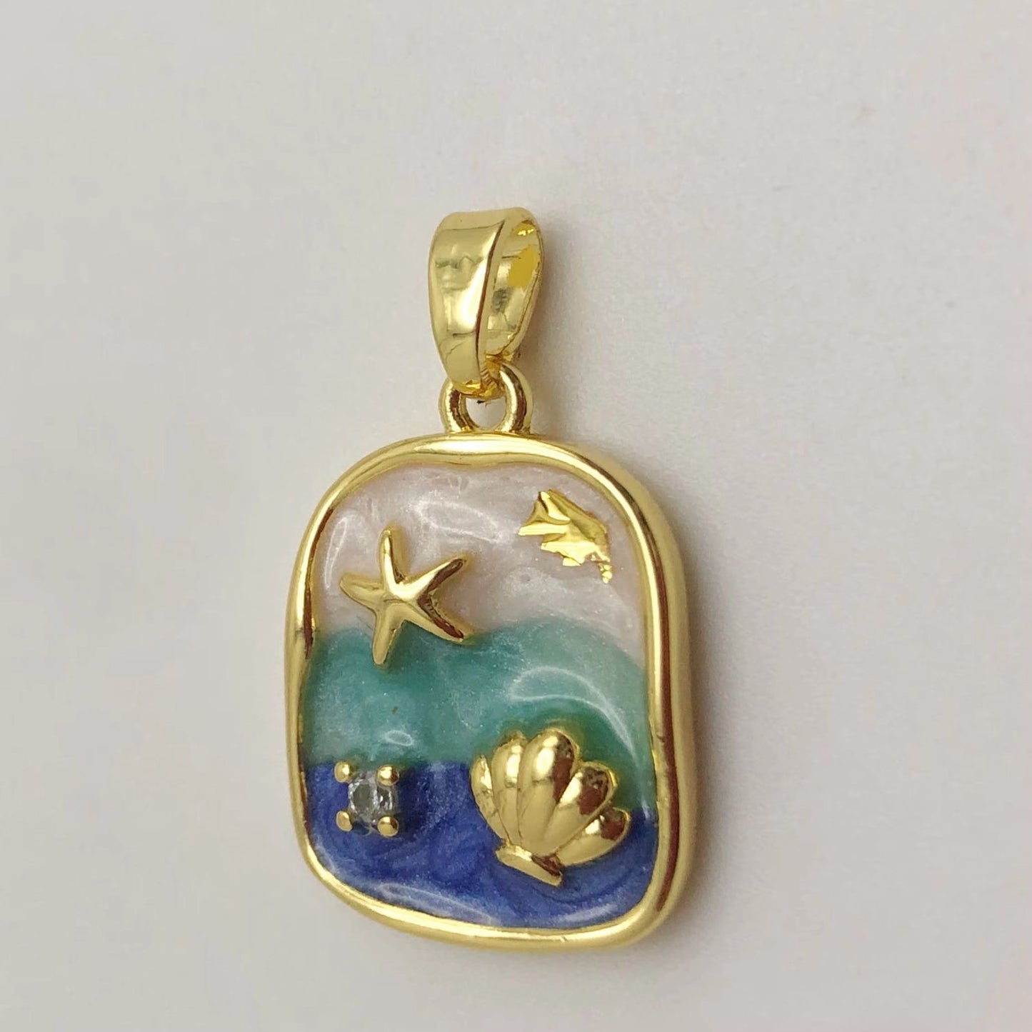 Island Necklace -18K | Hand Painted