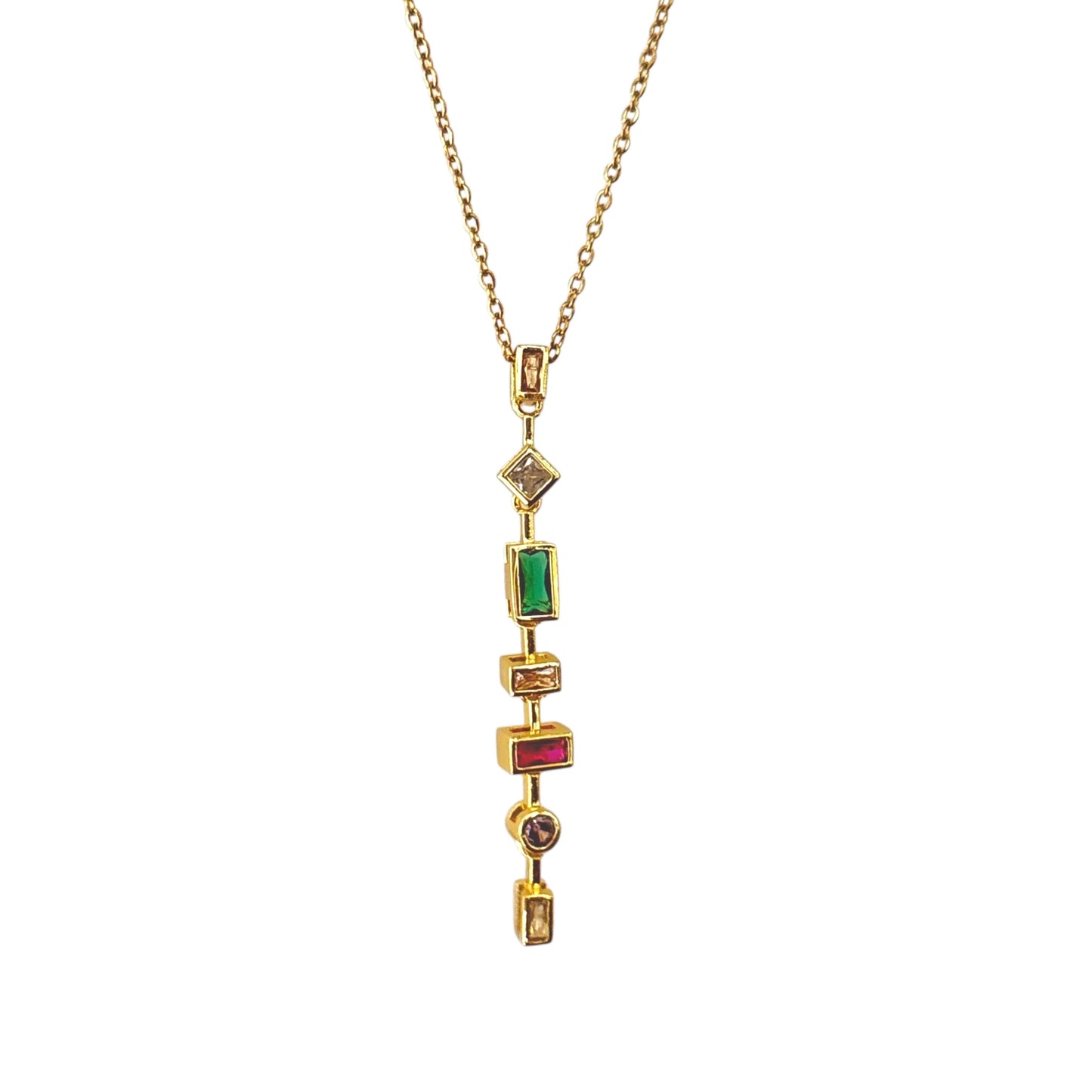 Multi Gem Lariat Necklace