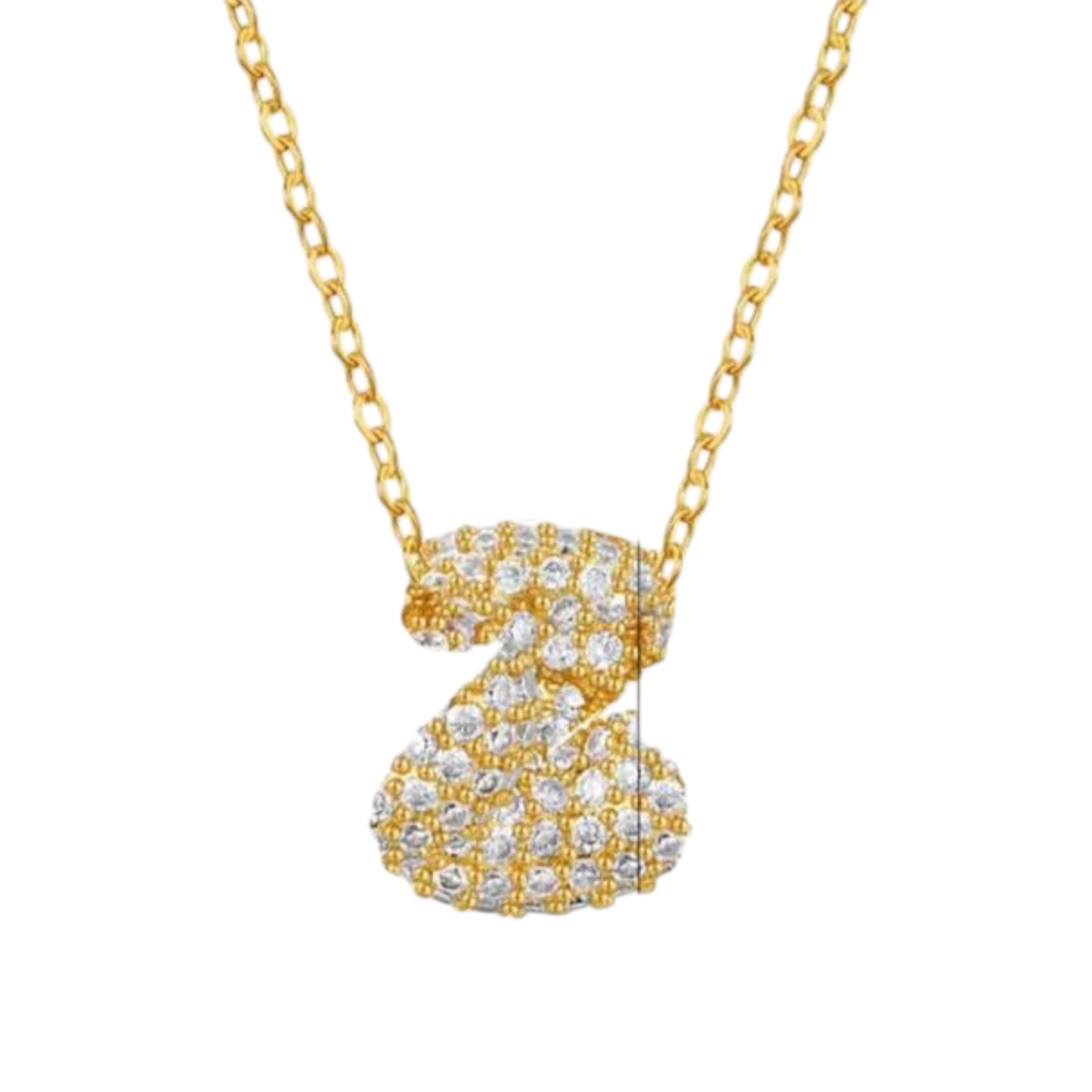 Paved Puffy Initial Necklace 2.0
