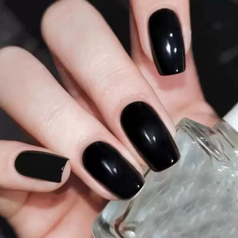 Black Gel Press On Squaroval Nails