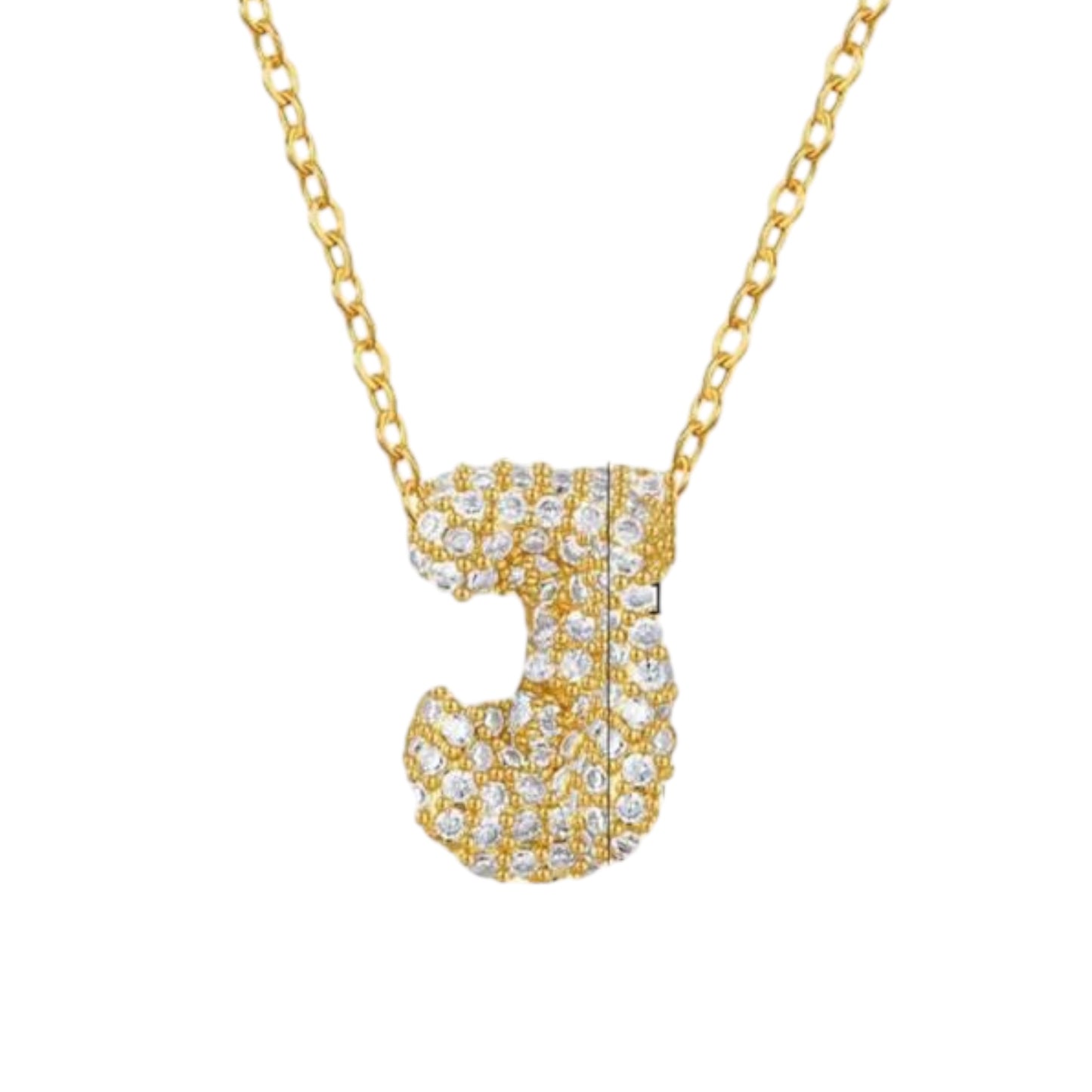 Paved Puffy Initial Necklace 2.0