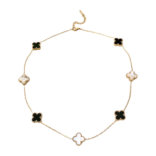 Luxe Black X White 7 Motifs Clover Necklace
