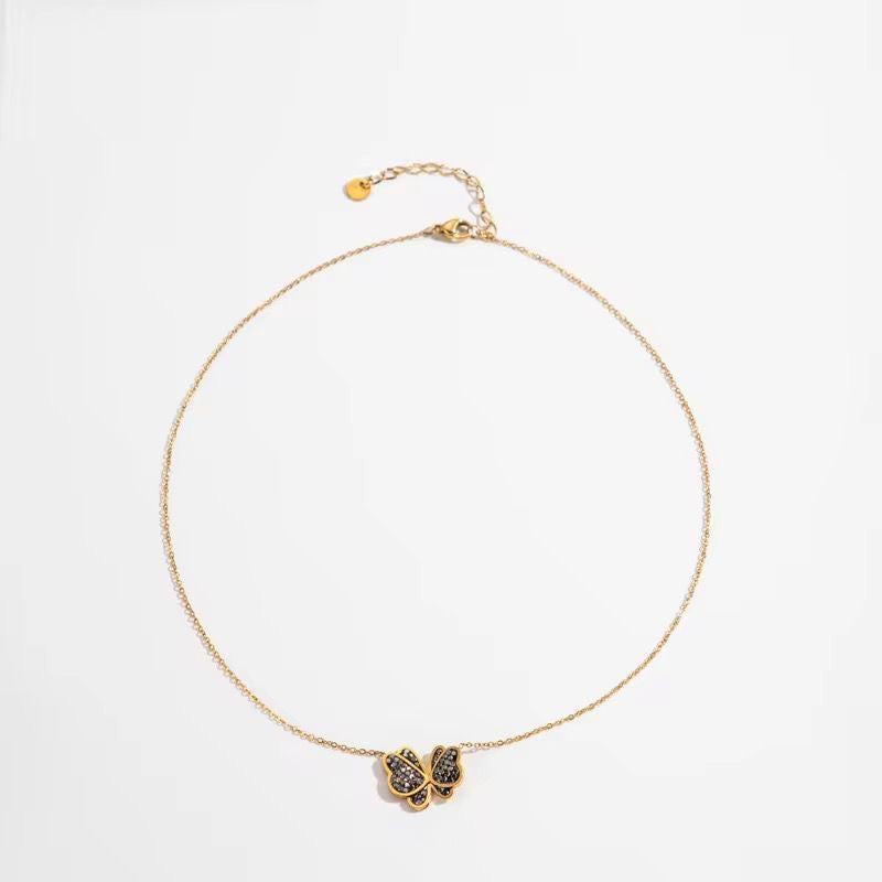 LUXE Black Zircon Flutter Necklace