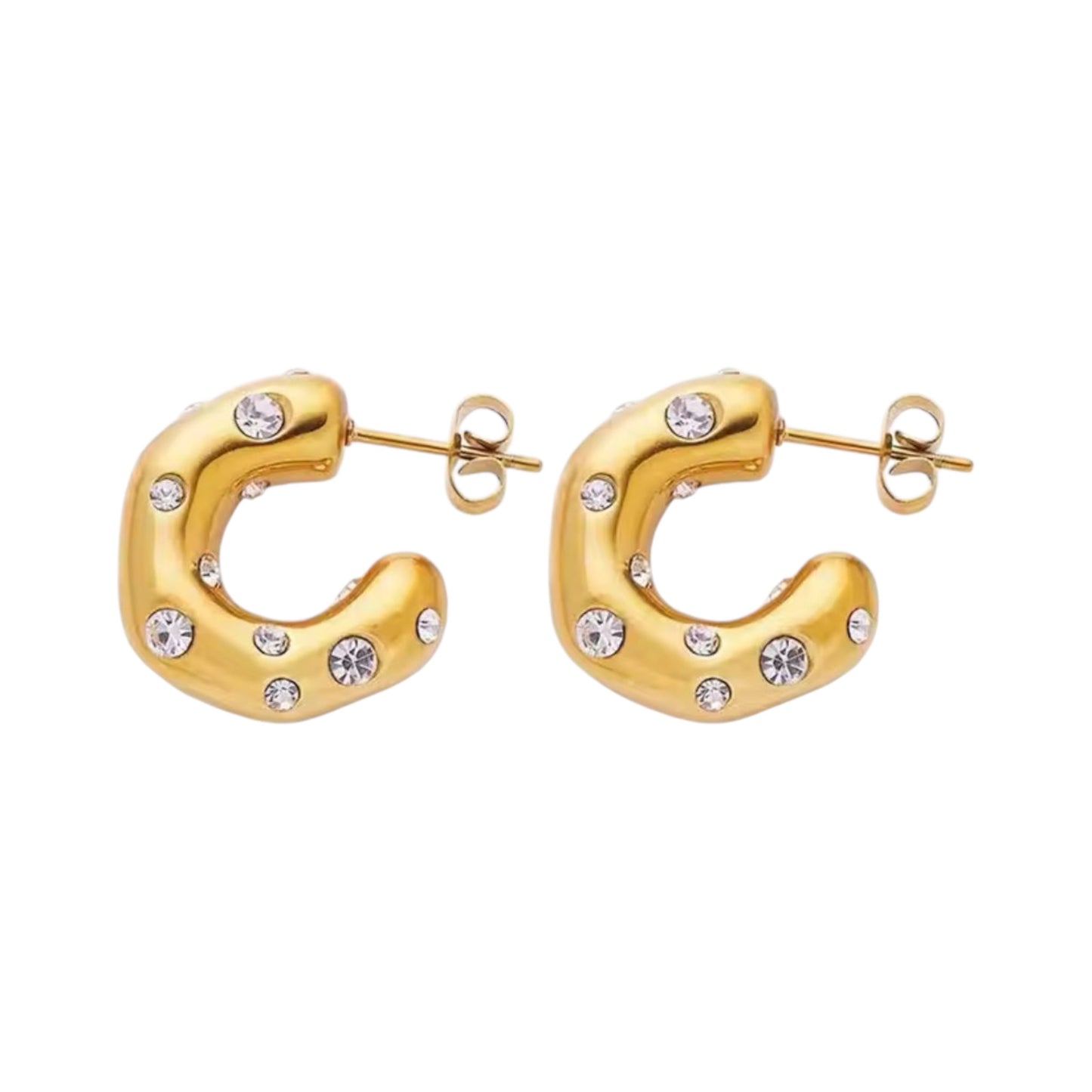 CZ Hammered Luxe Hoops -18K