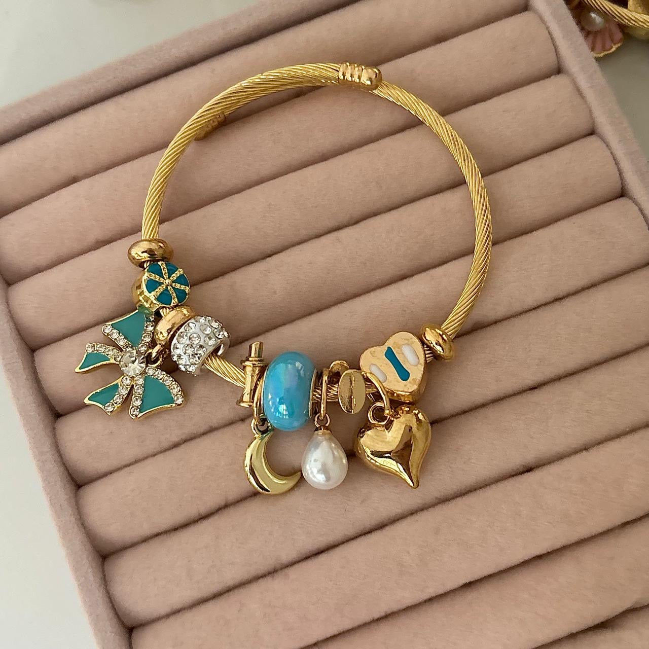 Dream Catcher Whimsy Charms Bracelet -Blue