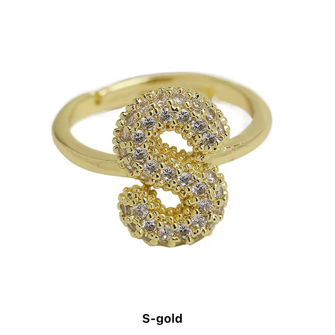 Paved Puffy Initial Rings