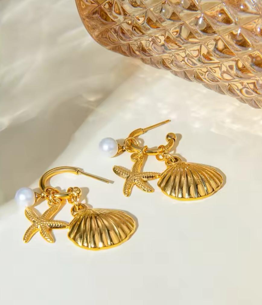 Mermaid’s Treasure Charm Earrings -18K