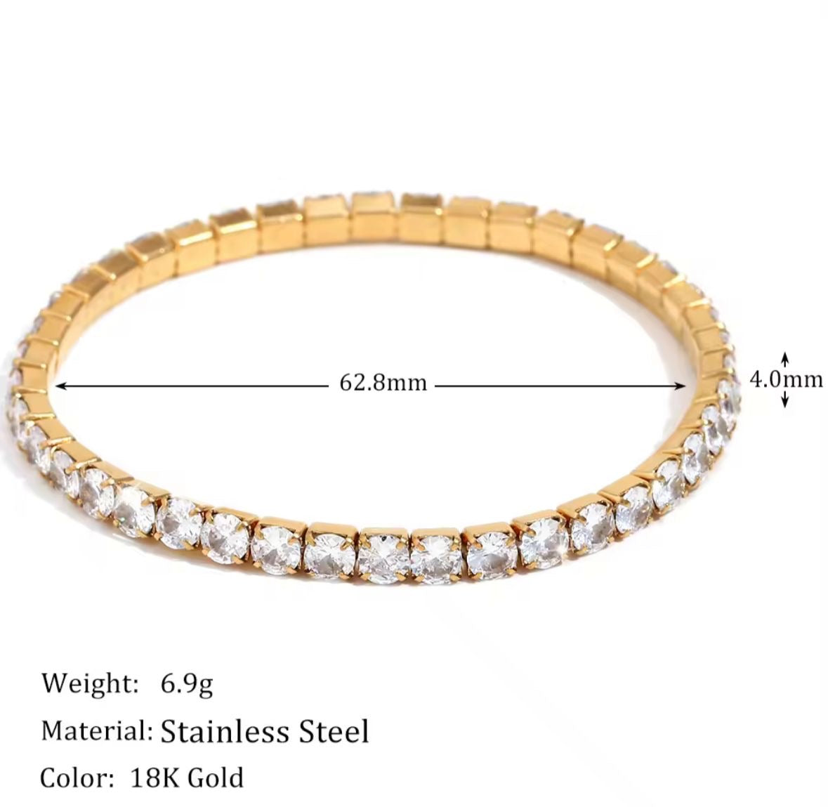 Luxe Tennis Bracelet-18K | Adjustable