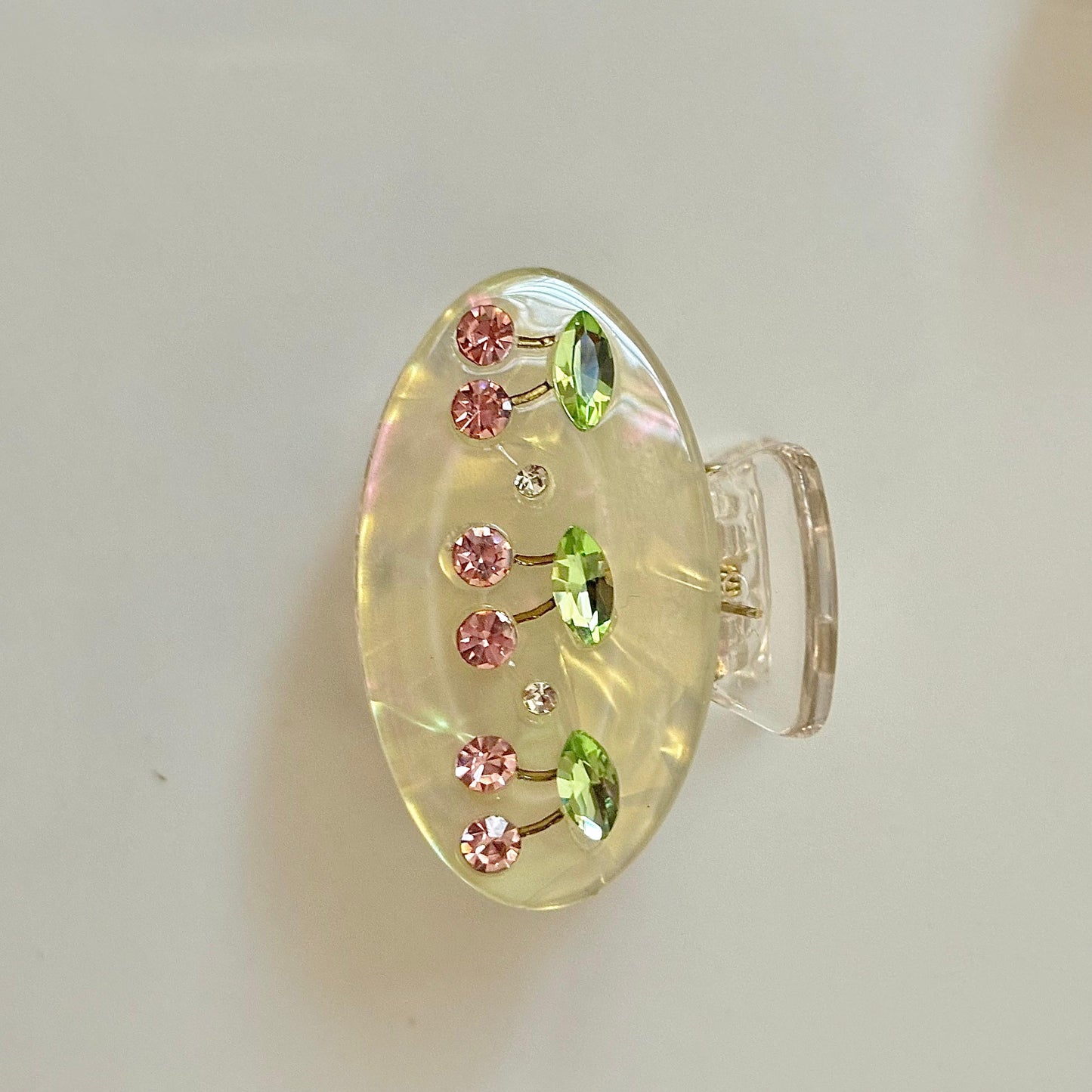 Lily White With Pink Cz Claw Clip