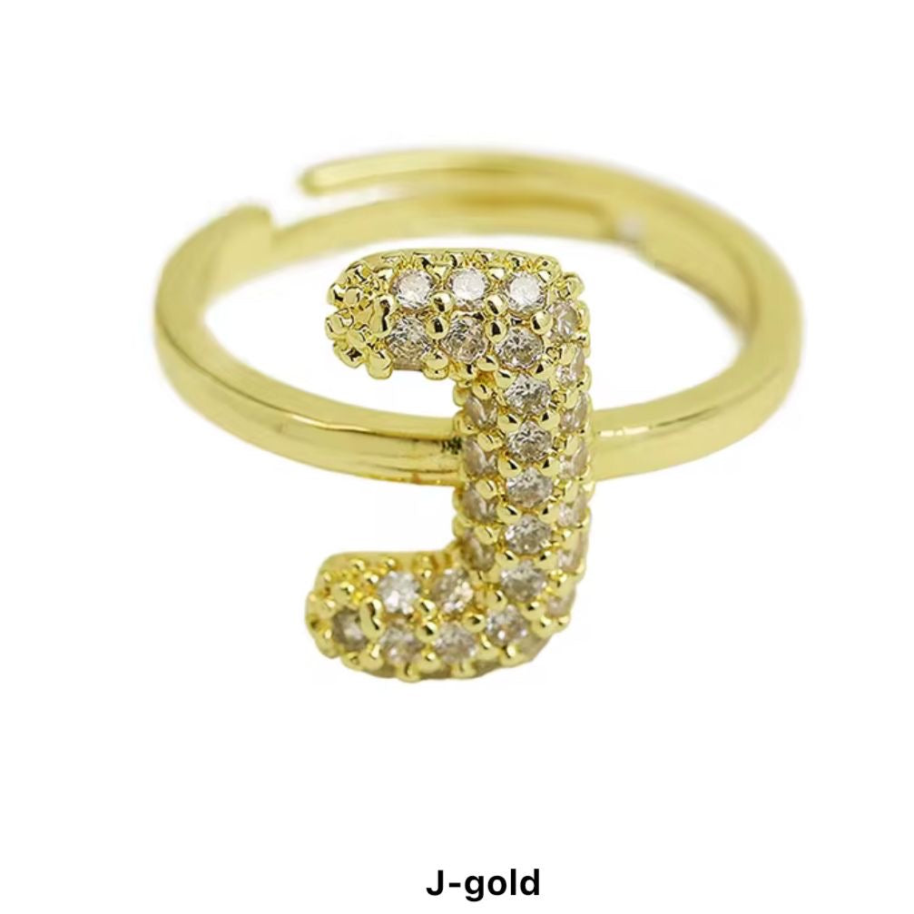 Paved Puffy Initial Rings