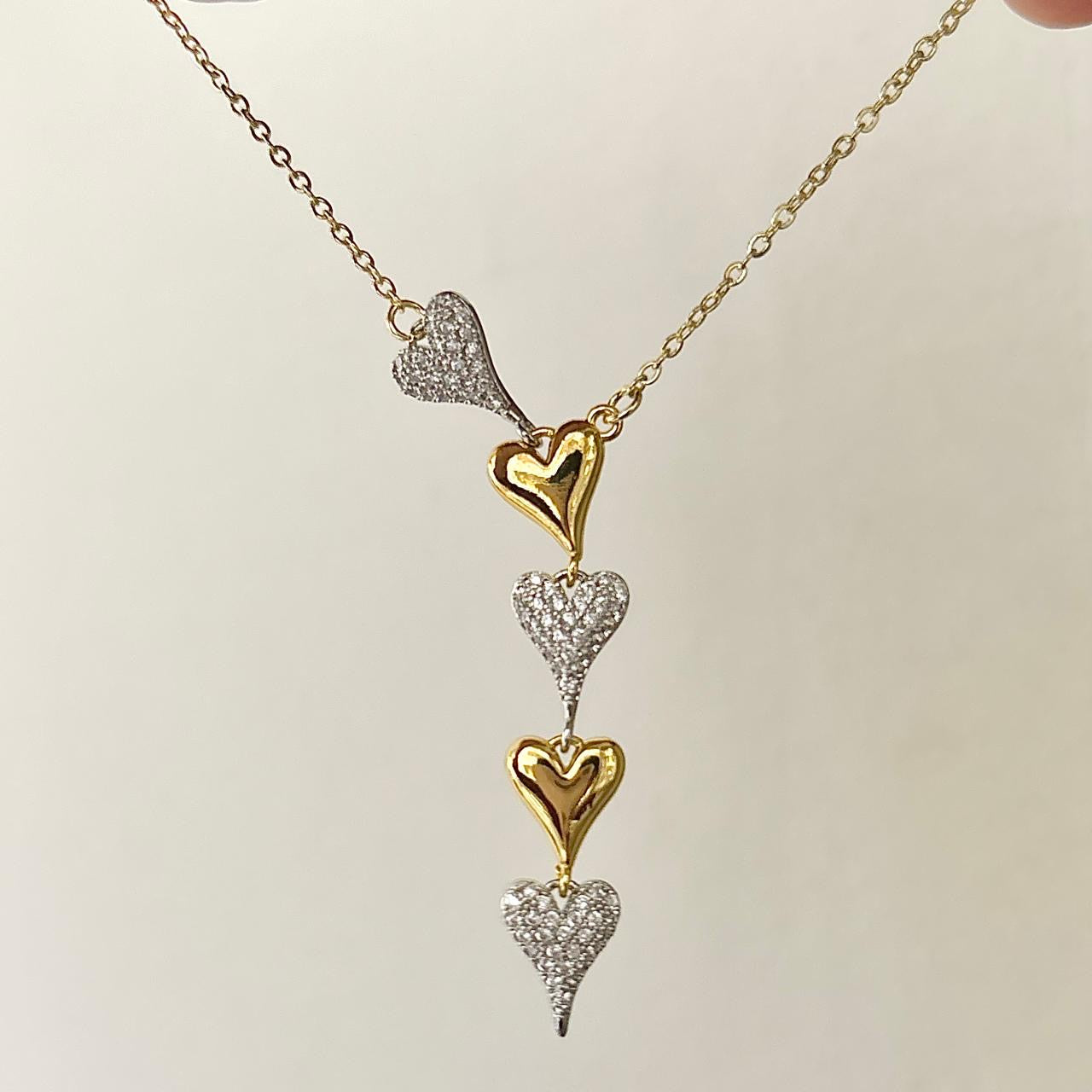 Esme Heart Diamante Lariat Necklace
