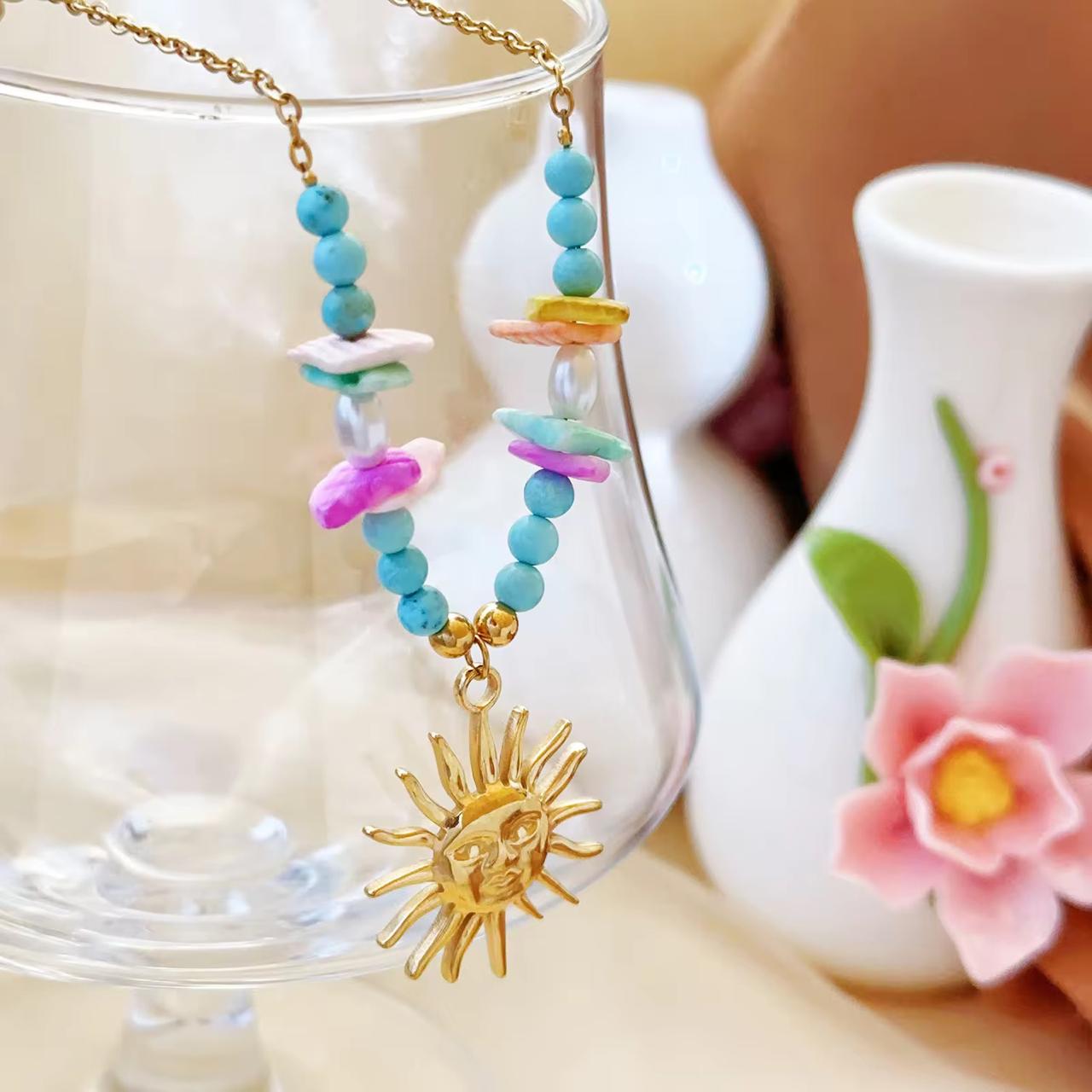 Sol Beaded Charm Necklace -18K