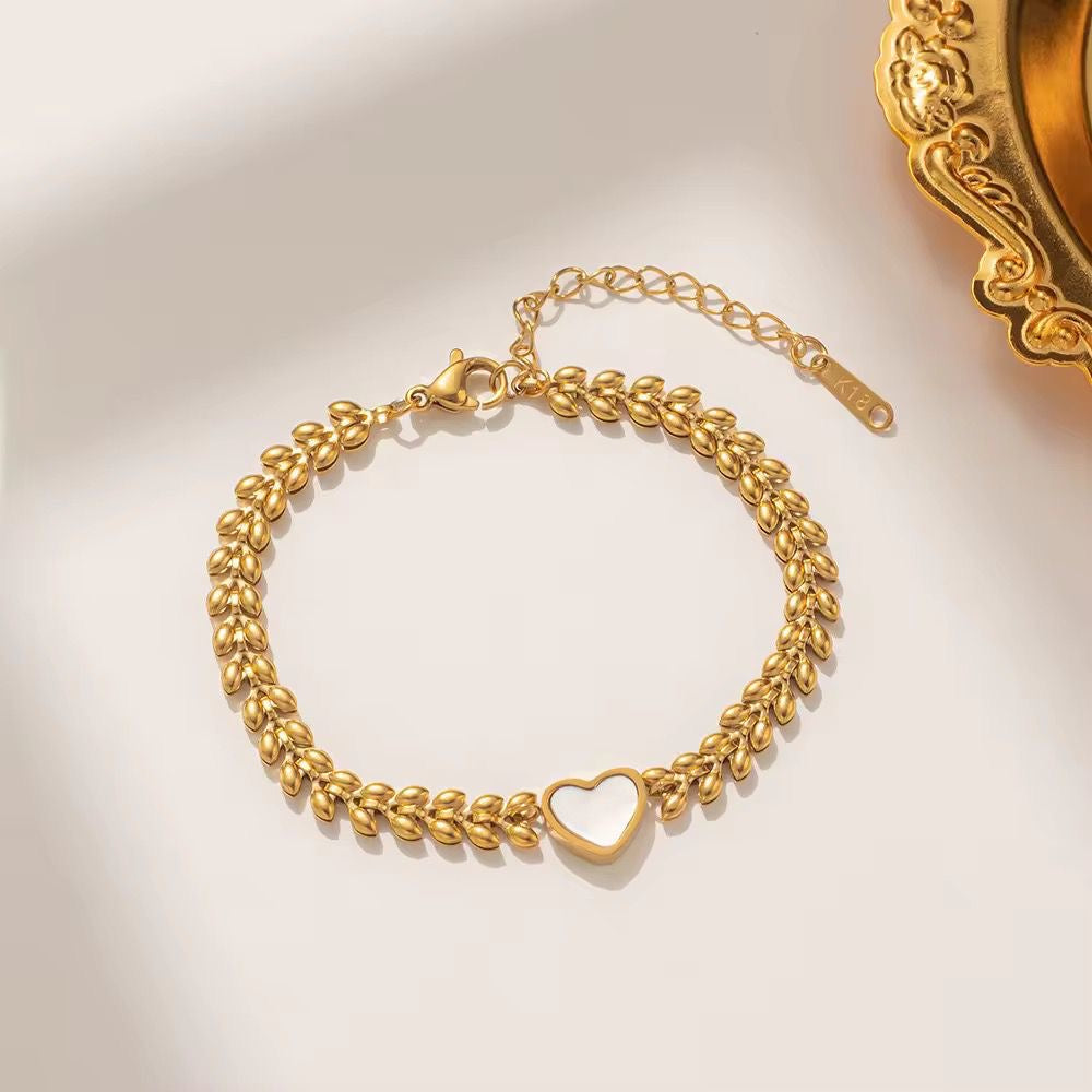Opal Heart Bracelet -Shell