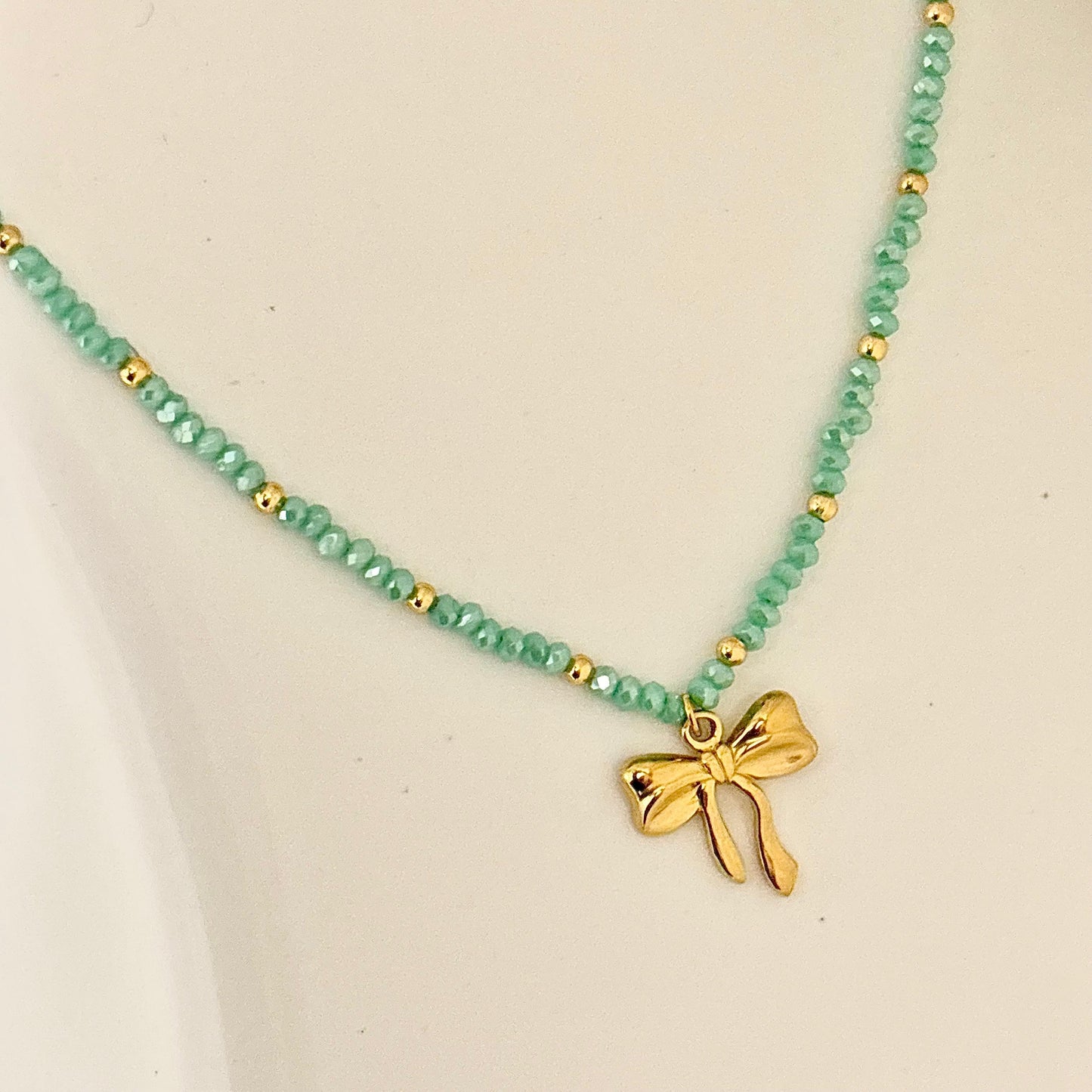 Crystal Beaded Bow Necklace