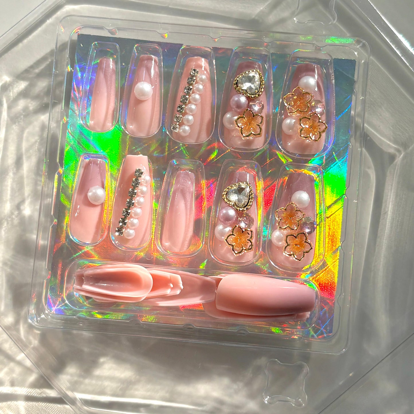 Pink X Lilac Ombre Bling Rhinestone Press On Nails