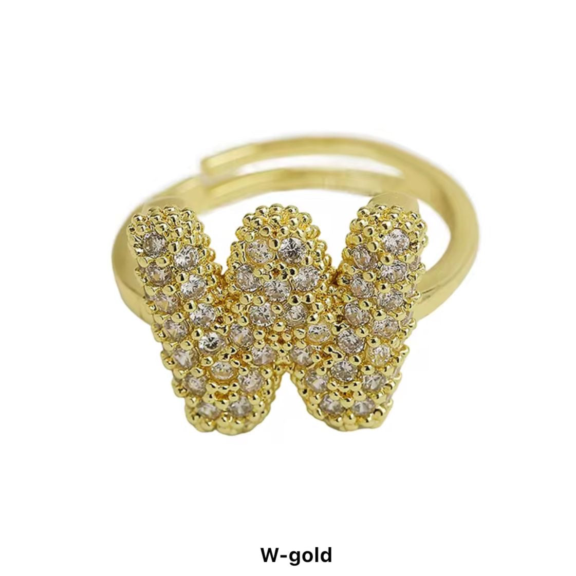 Paved Puffy Initial Rings
