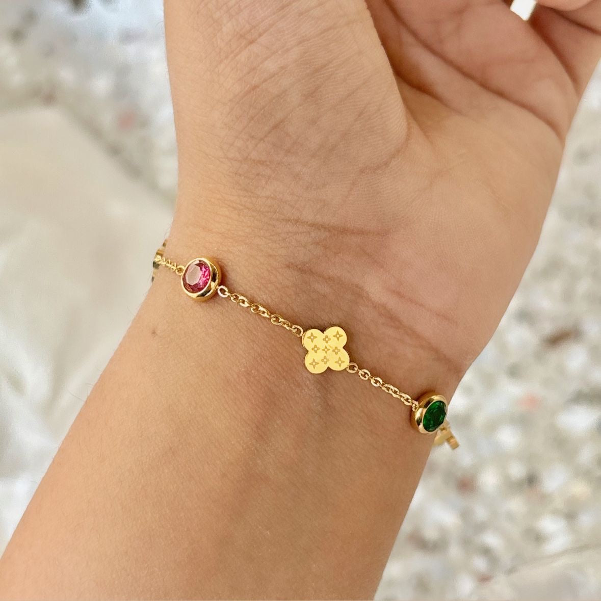 Luxe Multi Cz Clover Bracelet