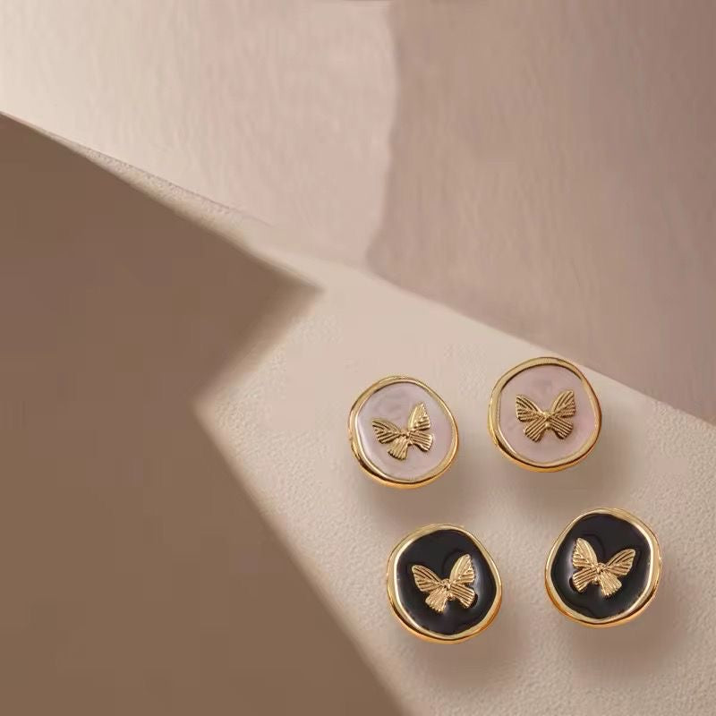 Fairycore Flutter Studs -18K | White
