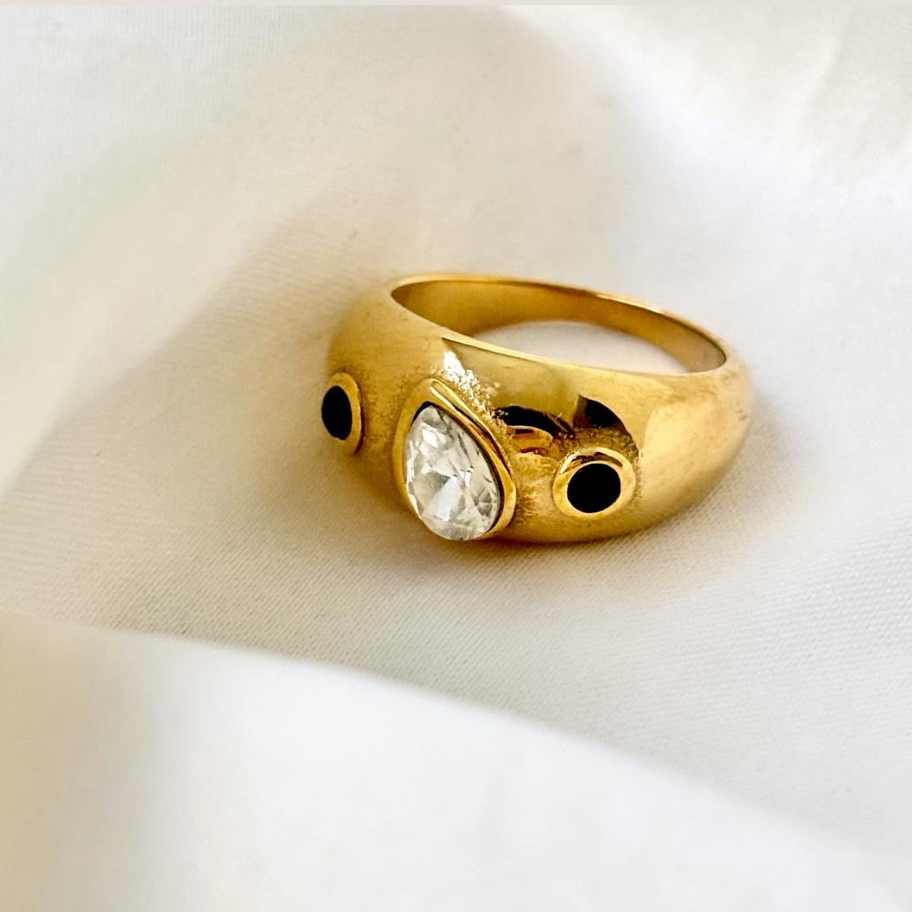 Jeju Cz Dome Ring -18K