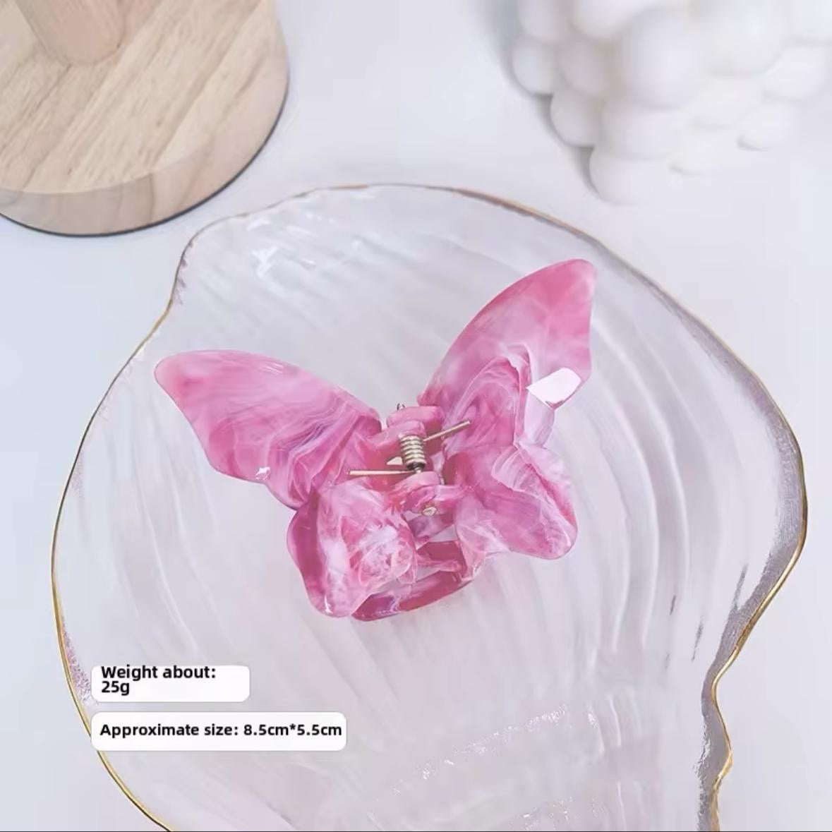 Mariposa Marble Claw Clip -Pink