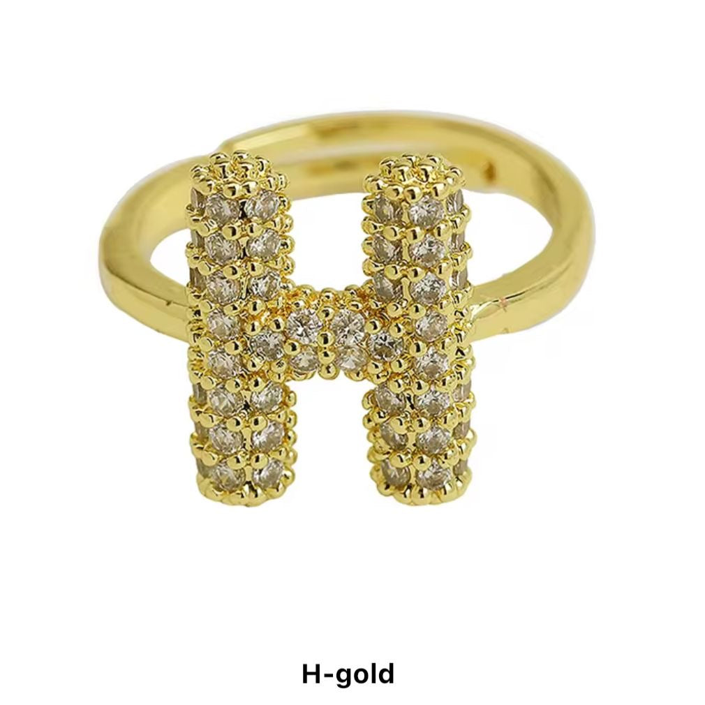 Paved Puffy Initial Rings